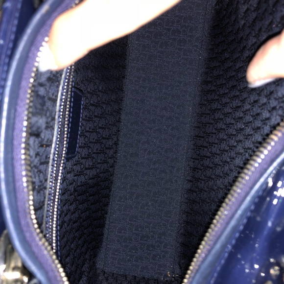 Like new Lady Dior Blue Patent Handbag w/strap - Picture 6 of 8